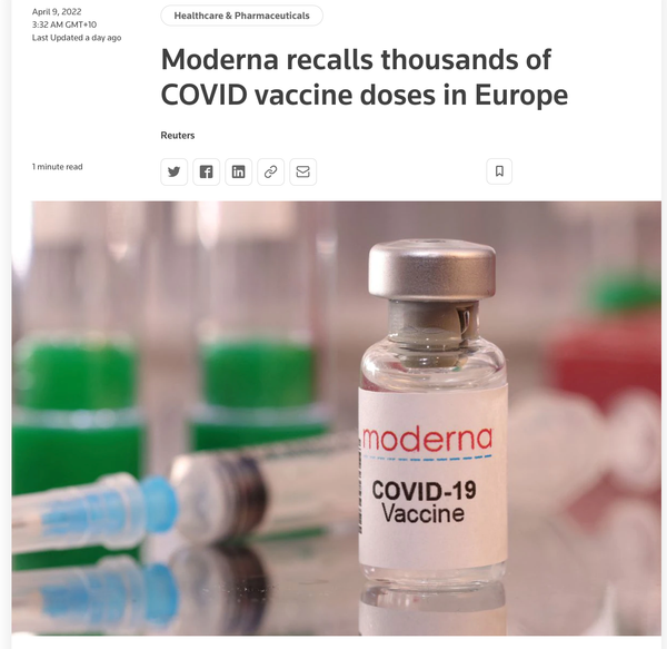 Moderna recalls 750,000+ COVID jab doses