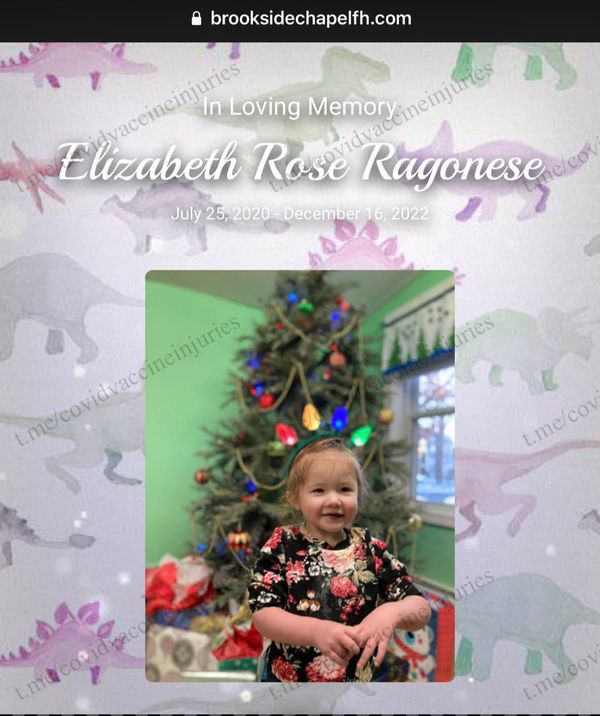 2 year old child, Elizabeth Rose, dies following COVID-19 jab