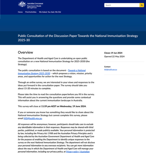 Important Action Alert: A Call for Submissions for a Public Inquiry into Vaccination Policy