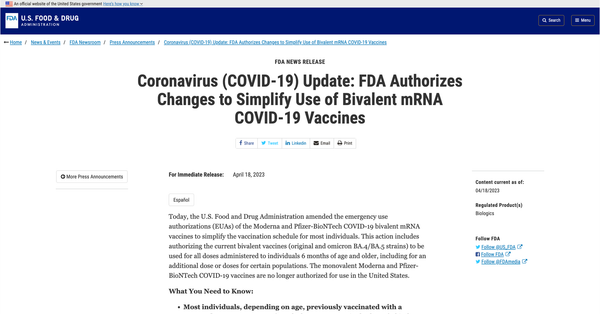 The unapproved experimental Pfizer and Moderna Vaccines are quietly withdrawn in the US. Will Australia follow?