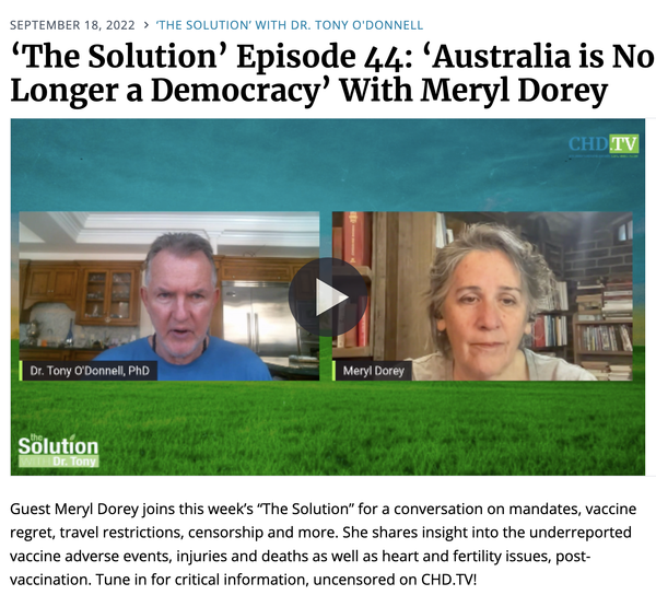 ‘The Solution’ Episode 44: ‘Australia is No Longer a Democracy’ With Meryl Dorey