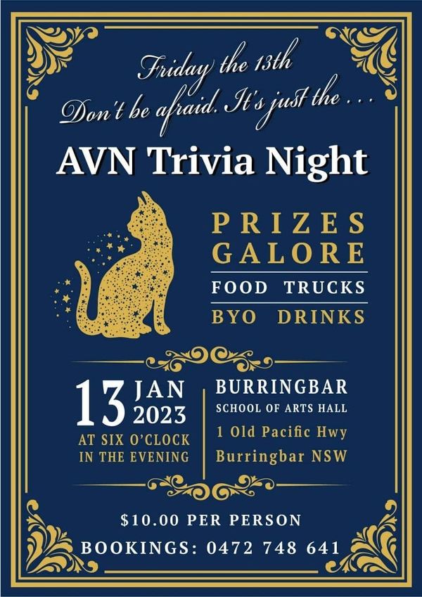 Shameless AVN Promotion :-) Trivia Night, January 13, 2023 Far North Coast of NSW