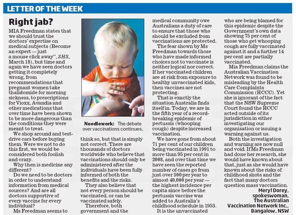 There are two sides to the vaccination issue - but only one gets heard