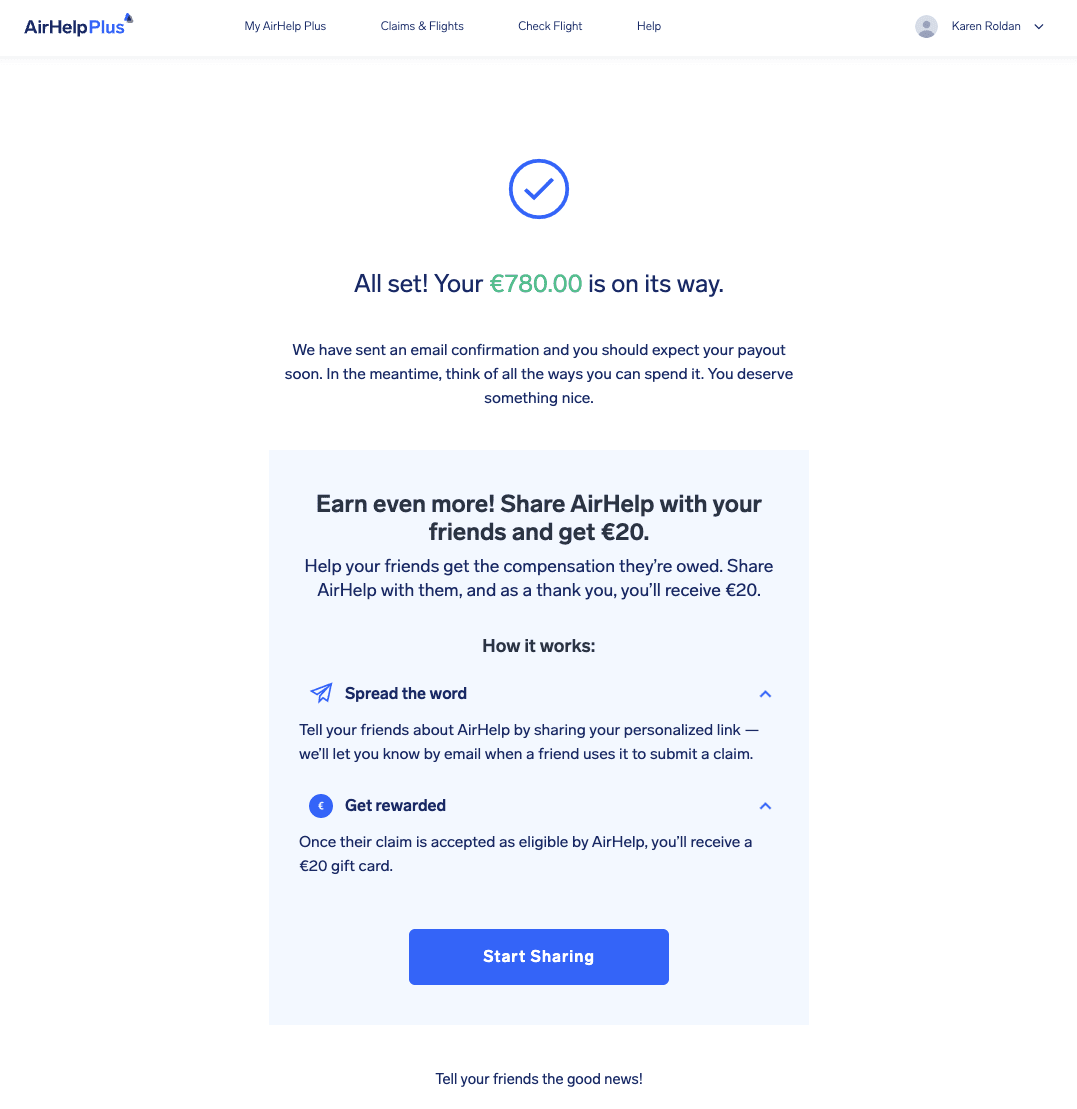 AirHelp Review - AirHelp Plus - Confirmation