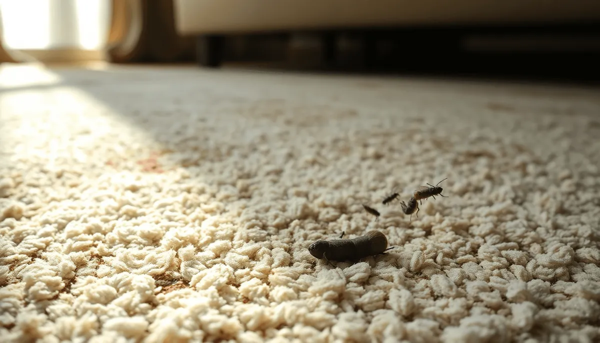 Gros plan d'un tapis en laine usé avec un éclairage doux, des fibres texturées 