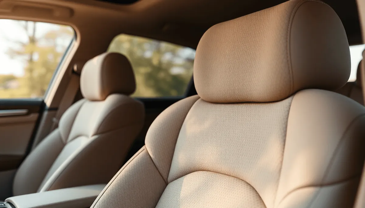 Gros plan sur l'intérieur d'une voiture de luxe avec un revêtement en Alcantara doux 