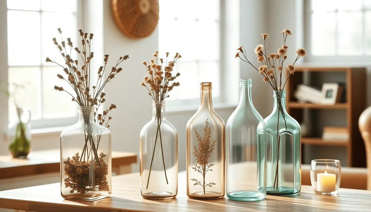 Intérieur lumineux avec des élégantes bouteilles en verre 