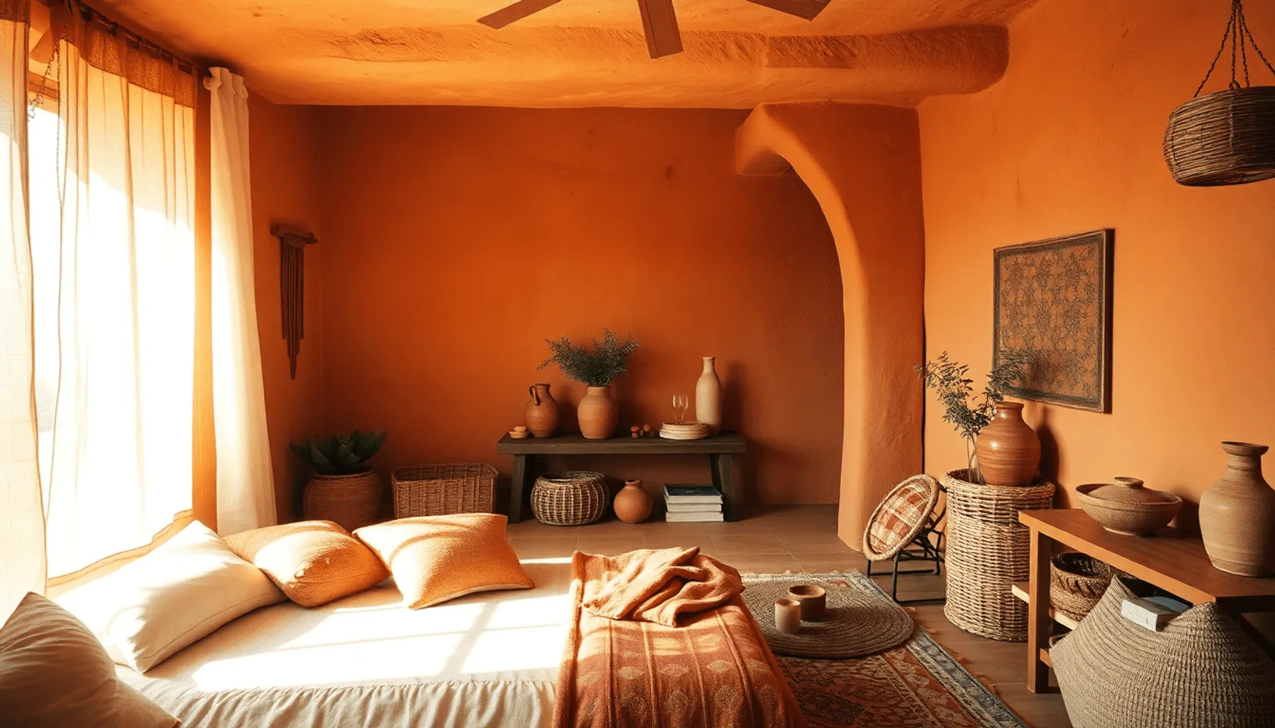 Comment créer une ambiance chaleureuse avec une chambre terracotta Image de l’article