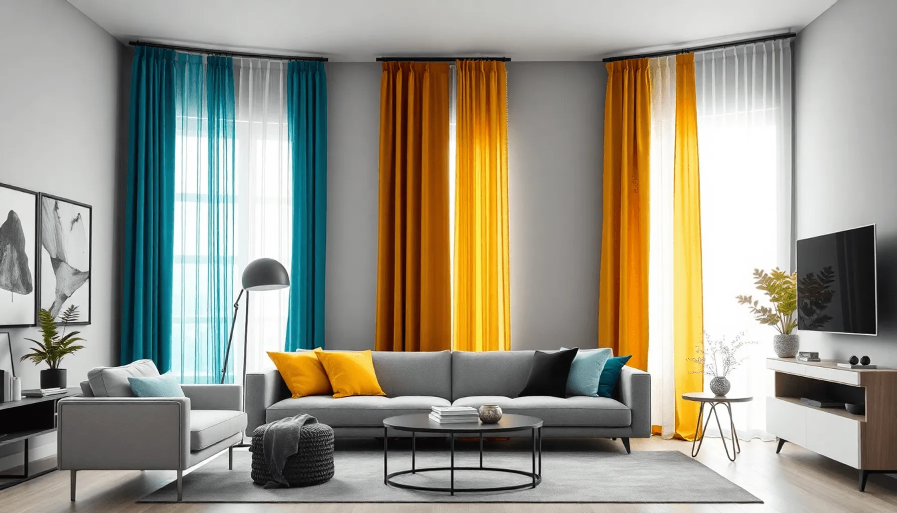 Quelle couleur de rideaux pour un salon gris ? Image de l’article