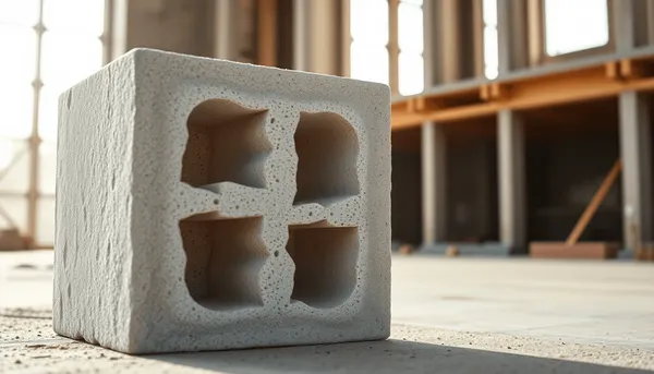 Gros plan sur un bloc de béton léger et poreux avec des cellules d'air visibles