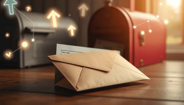 Gros plan d'une enveloppe postale sécurisée avec un chèque à l'intérieur sur une table en bois