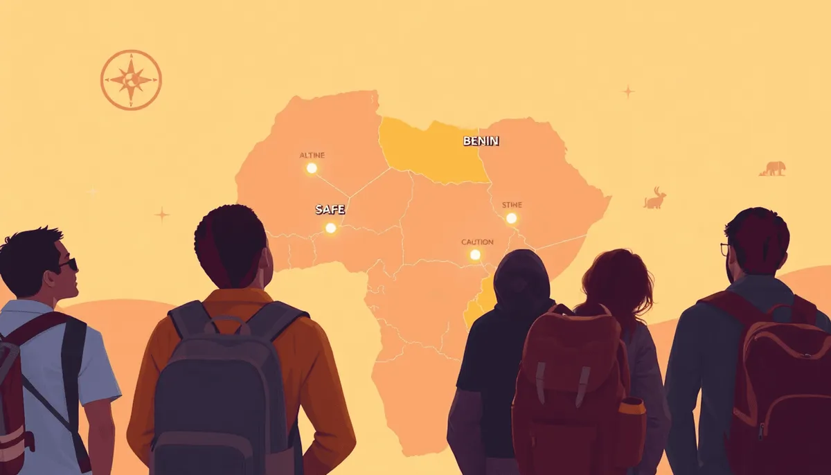 Carte Afrique : le Bénin avec des zones sûres et de précaution à prendre