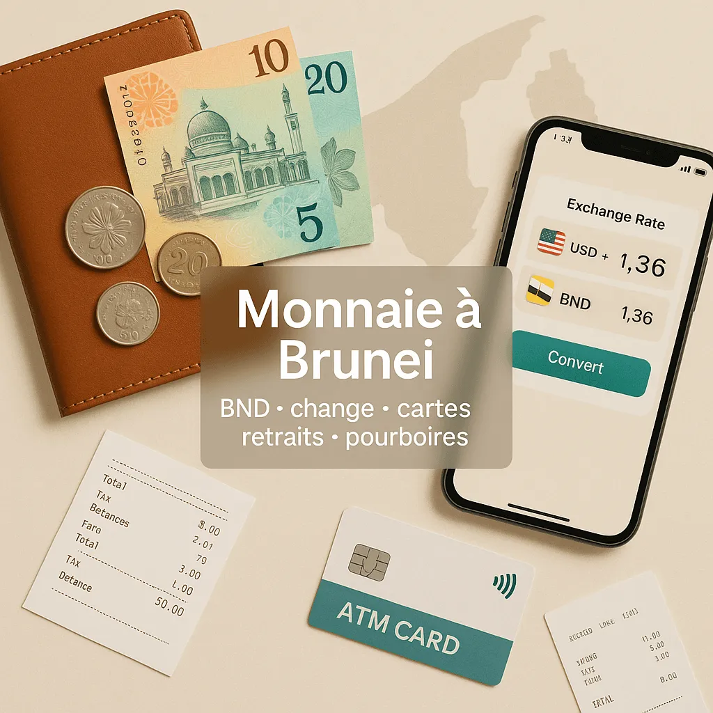 Monnaie à Brunei : dollar de Brunei (BND), change, retraits, carte bancaire, pourboires