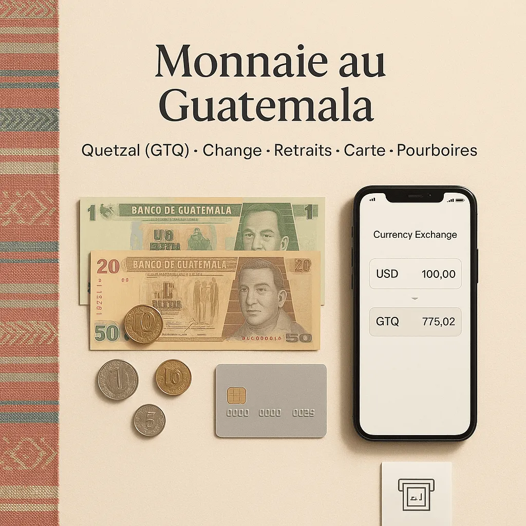 Monnaie au Guatemala : quetzal (GTQ), change, retraits, carte bancaire, pourboires