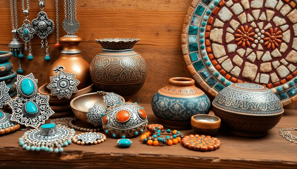  Artisanat traditionnel jordanien, y compris des bijoux en argent, de la poterie décorée 