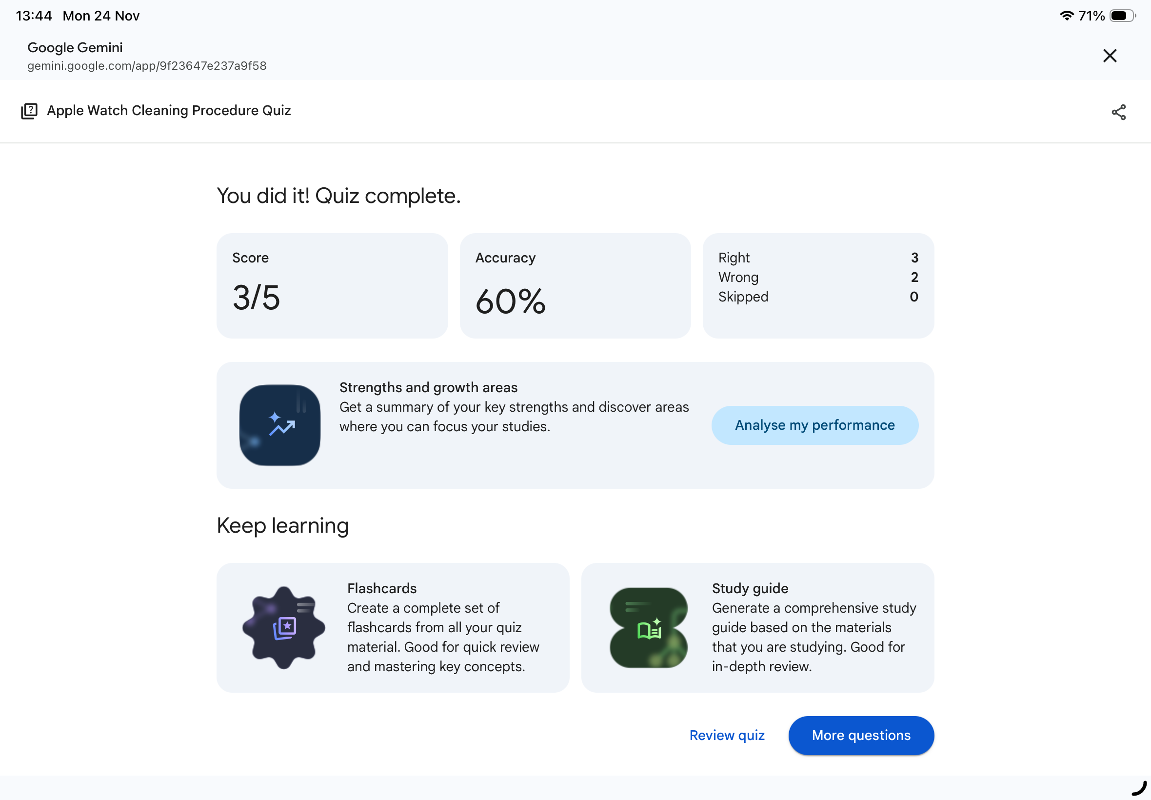 Gemini quiz wrap up.