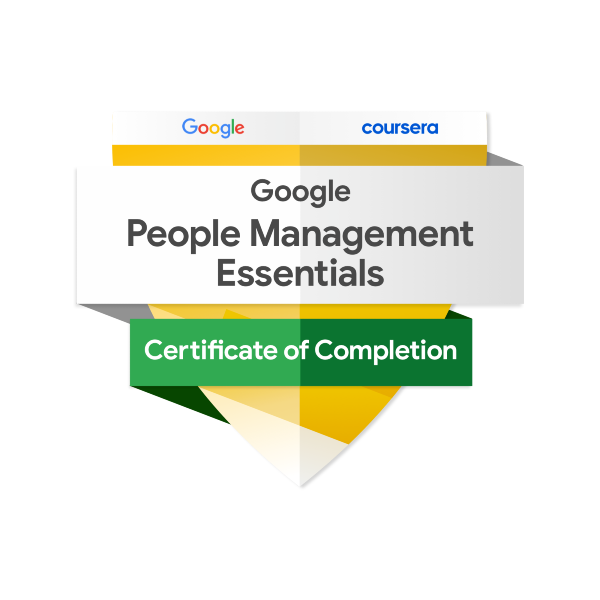 Google People Management Essentials: Certification of completion