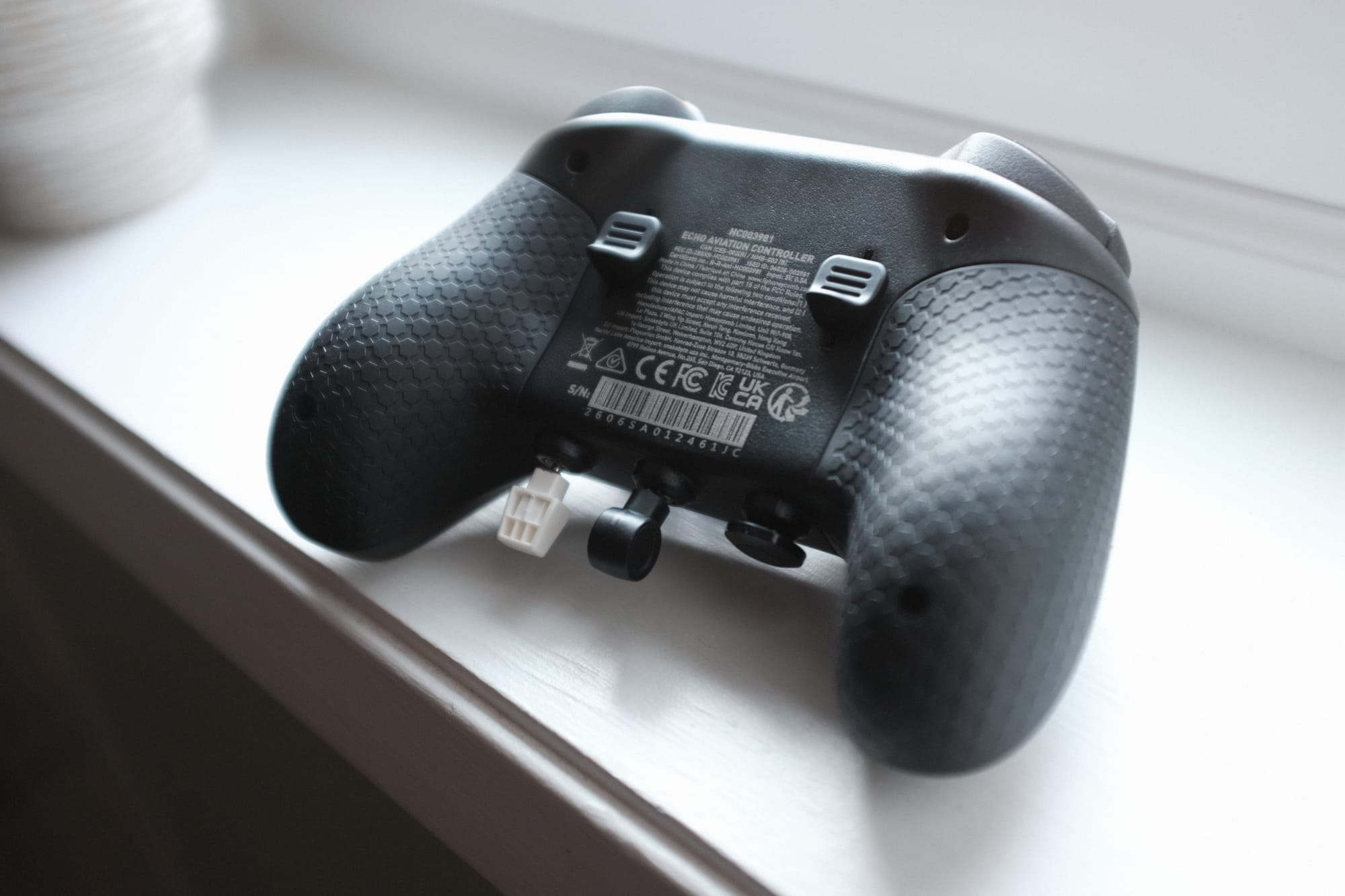 Honeycomb Echo Aviation Controller — the face layout with closely packed buttons and levers