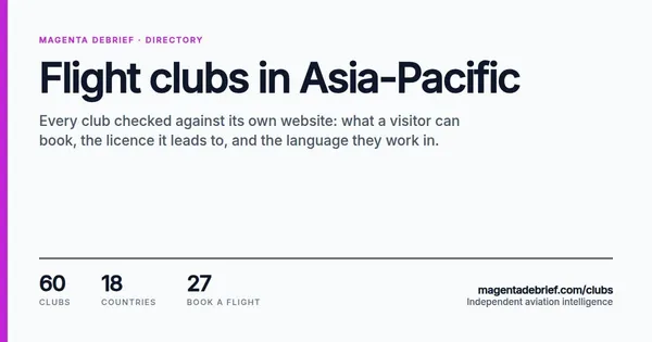 Flight clubs in Asia-Pacific — 60 clubs in 18 countries, from the Magenta Debrief directory