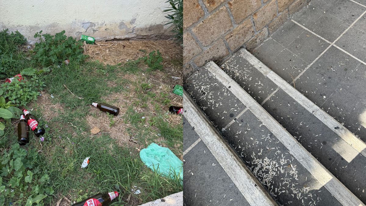 Piazzale Varisco, la scalinata ridotta a discarica: bottiglie e rifiuti abbandonati