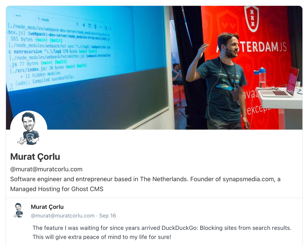 Showing Ghost ActivityPub Embed in action