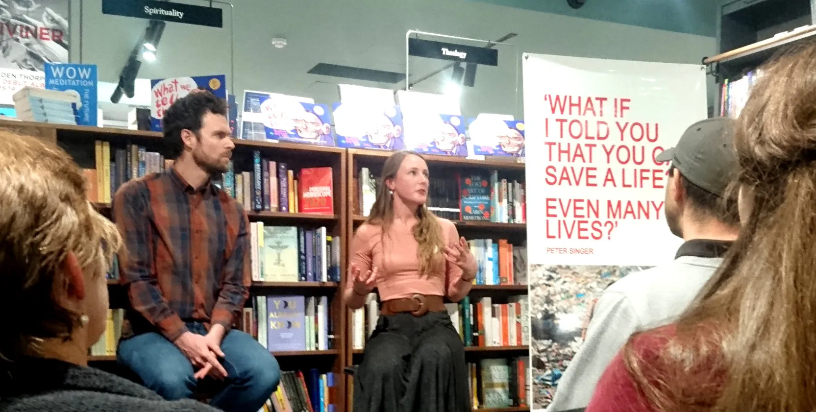 Tom Doig speaking with Jo Duyvestyn, one of the wonderful The Life You Can Save volunteers.