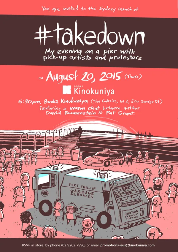 #takedown launch at Books Kinokuniya in Sydney