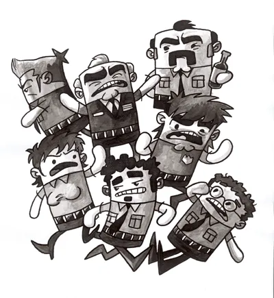 The Precinct - b&w ink drawing