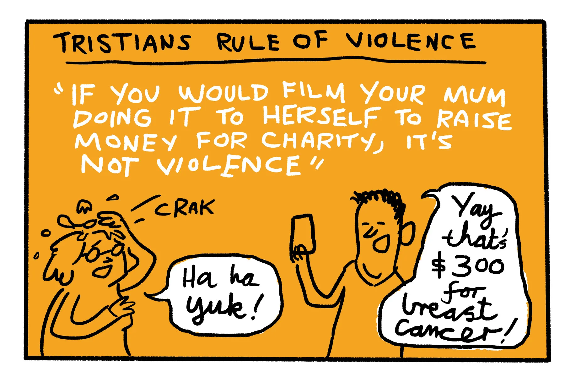 Comic panel by Tristian: "Tristians Rule Of Violence"