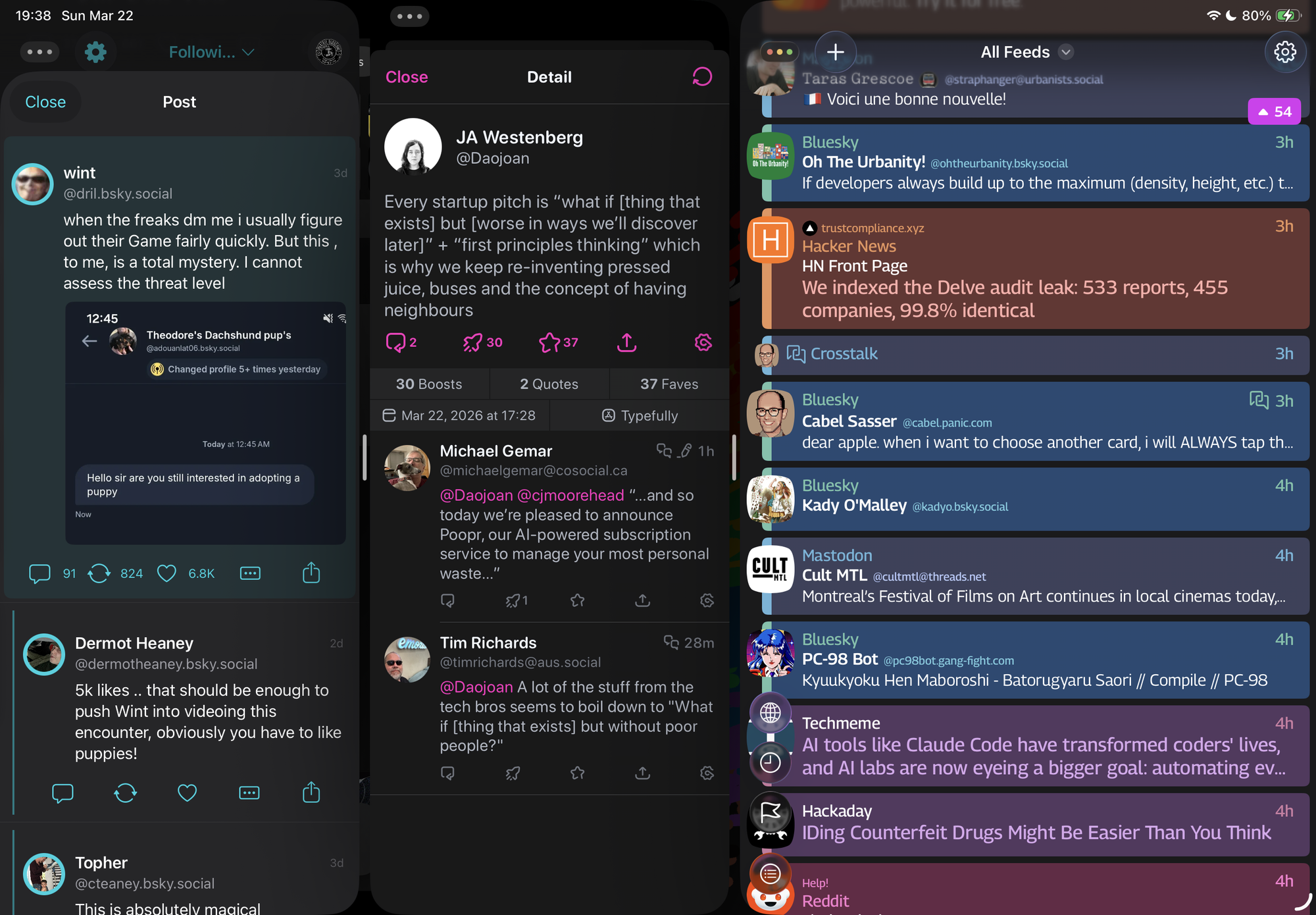 Tapestry, Ivory and Skyscraper arranged on an iPad in a stage manager workspace