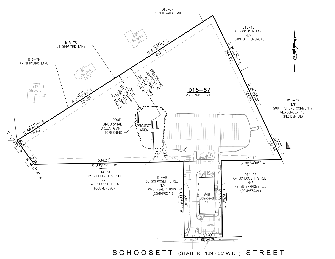 Portion of the Site Plan with some redactions to residential abutters and removed labels