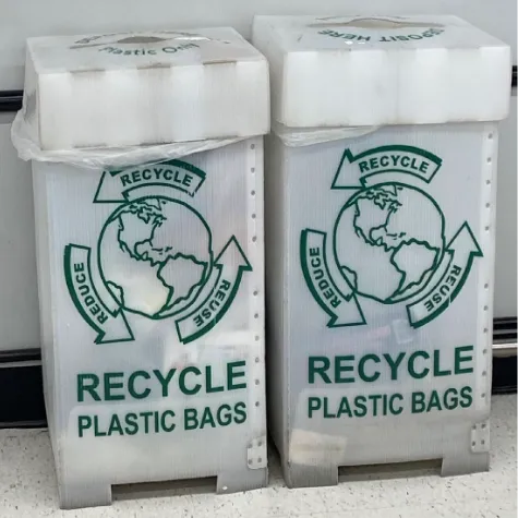 Plastic bag and film receptacles at the grocery store