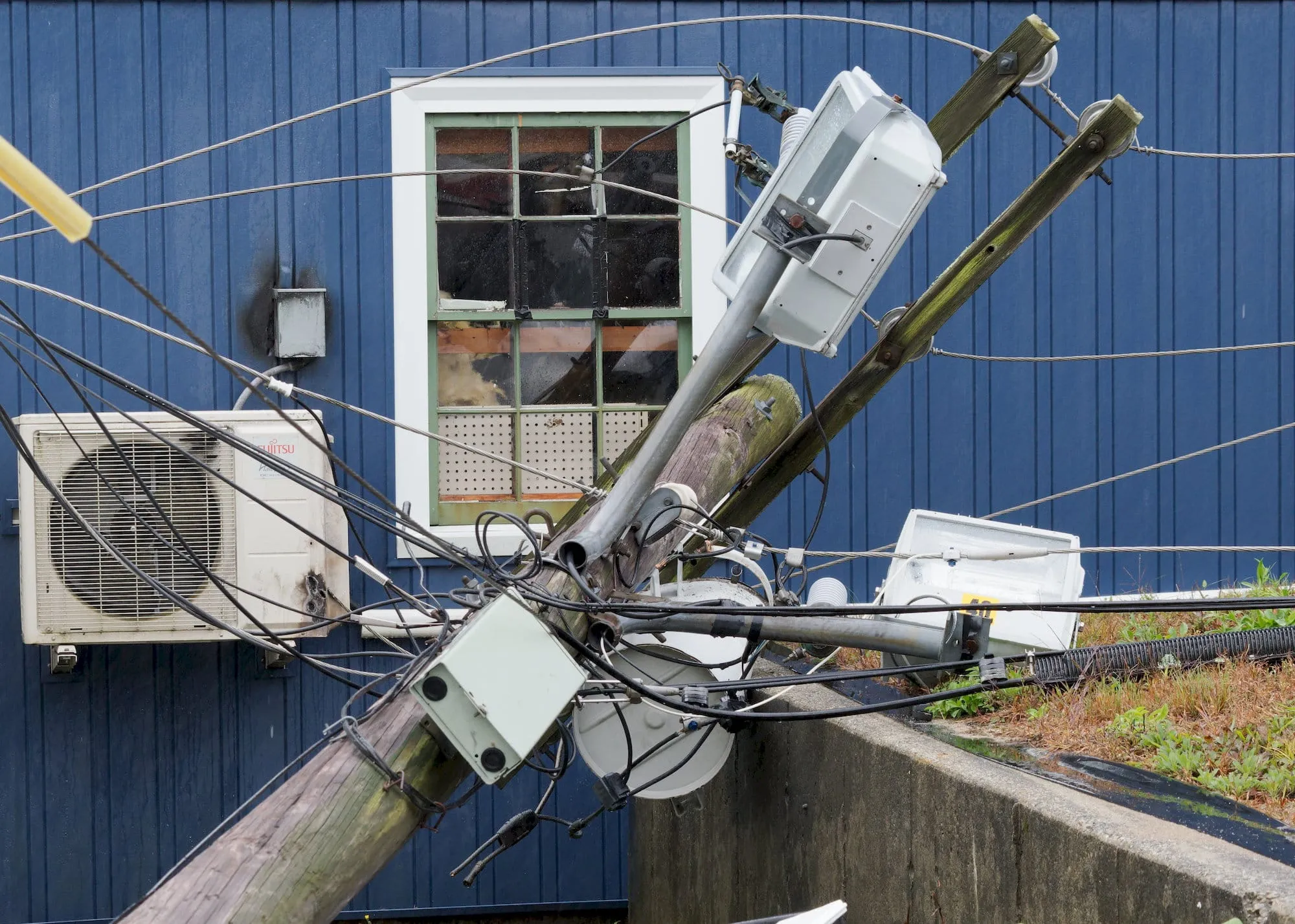 Downed utility pole. Photo by Will Tavares