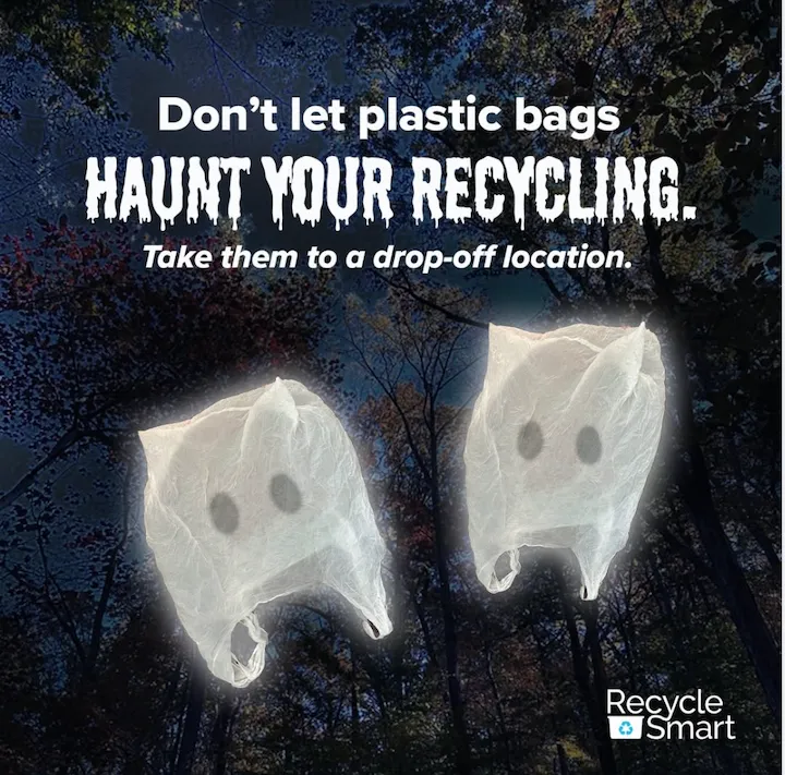 Don't place plastic bags in the recycling bin - image courtesy of Recycle Smart MA