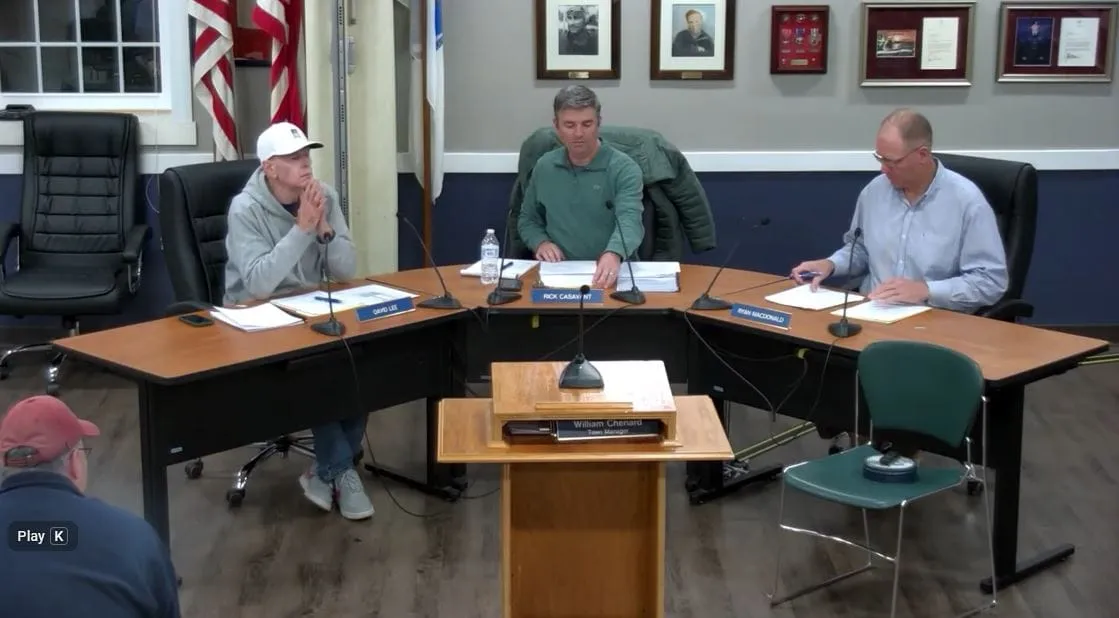Pembroke Zoning Appeals Board. From Left to right, David Lee, Fredrick Casavant and Ryan MacDonald. Photo from Zoning Board of Appeals video, Oct.19, 2026.