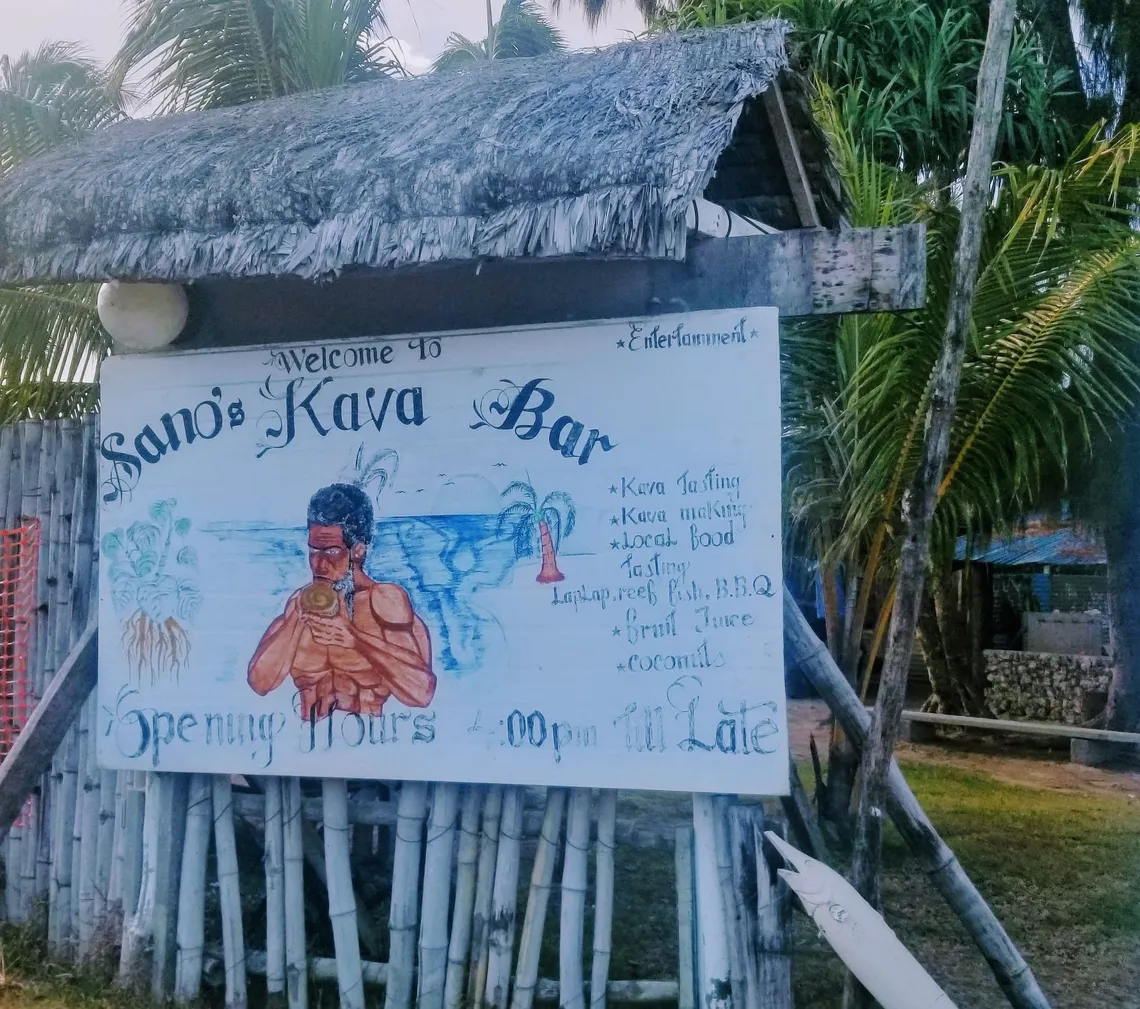 Sign for Sano's Kava Bar