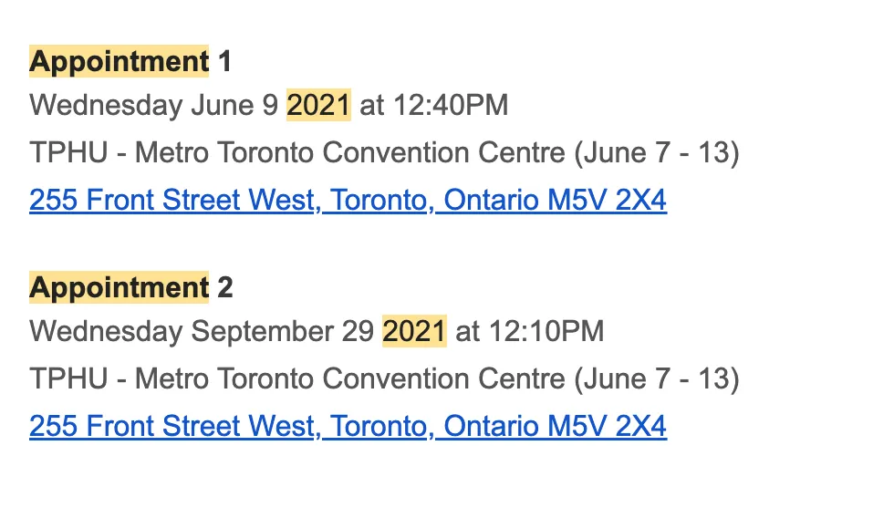Appointment to get vaccinated!