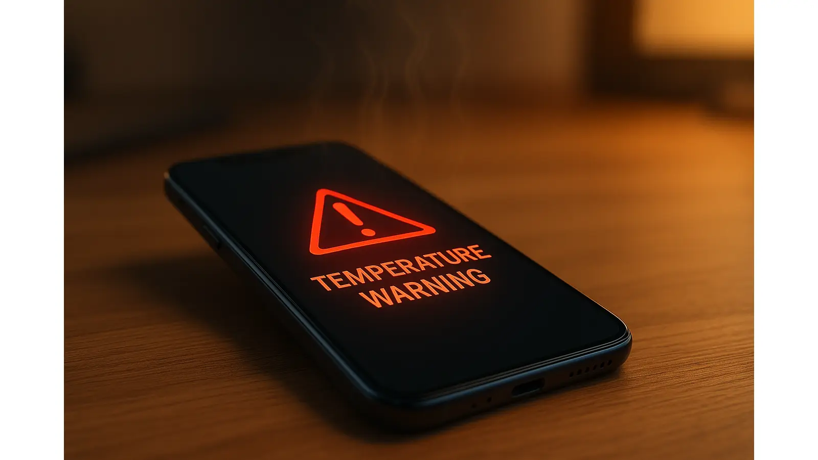 Mobile phone showing overheating warning during use