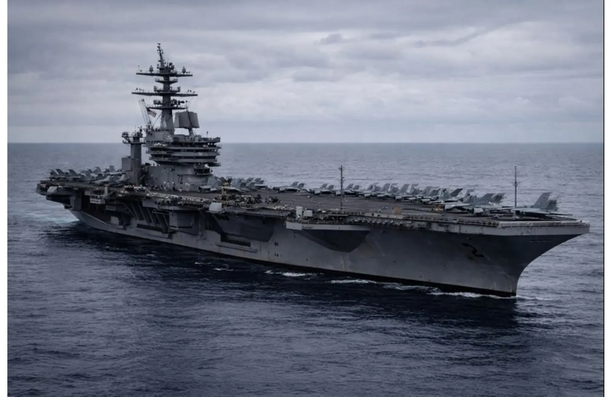 USS Abraham Lincoln carrier strike group operating at sea.