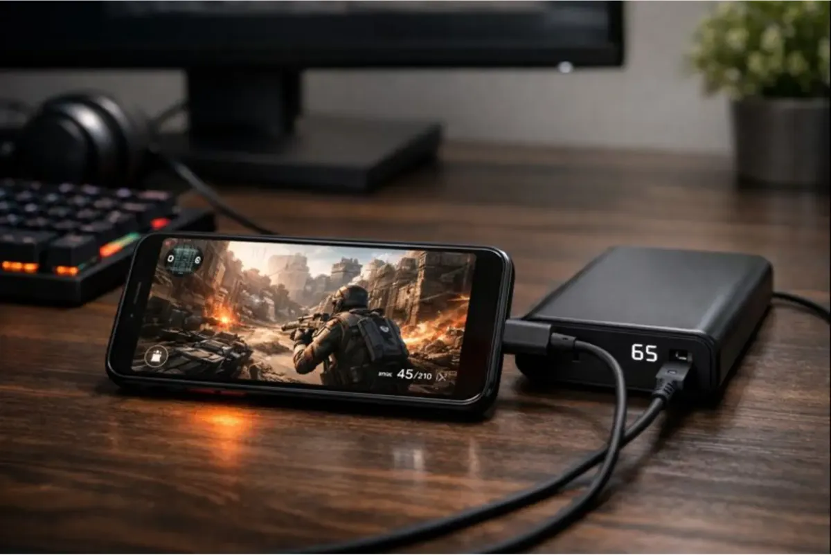                Fast-charging power bank supporting mobile gaming during long sessions