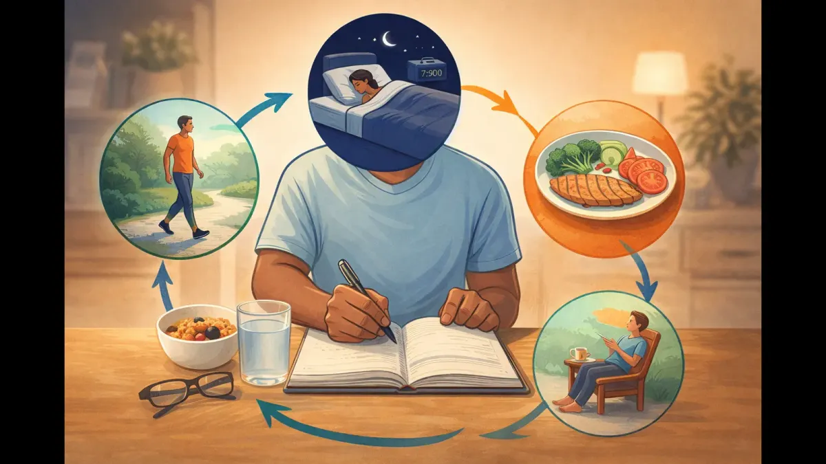 A visual showing how daily habits like rest, movement, and routine work together to support long-term preventive health.