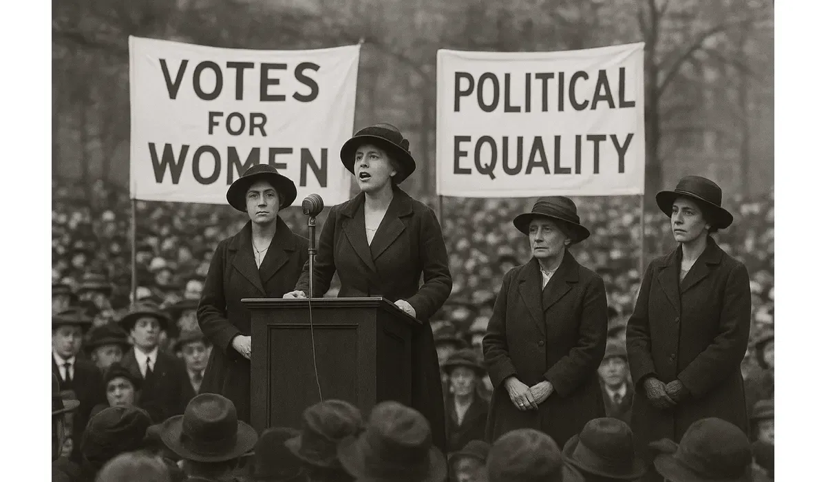 The Role of Women in Politics: A Historical Perspective – early women leaders addressing a political rally