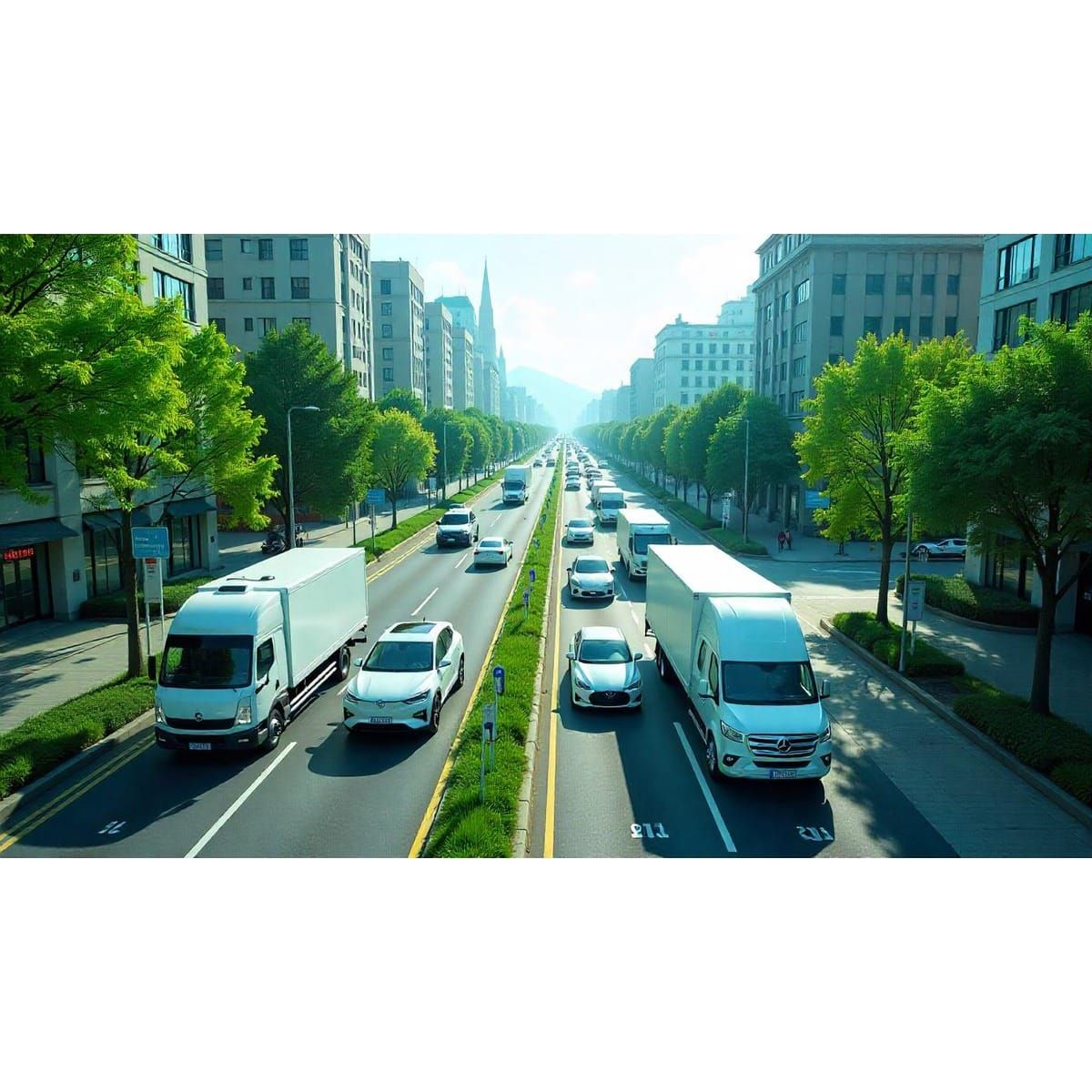 Electric vehicles in a futuristic city, showcasing global electric vehicle adoption trends 2025 and current global EV market