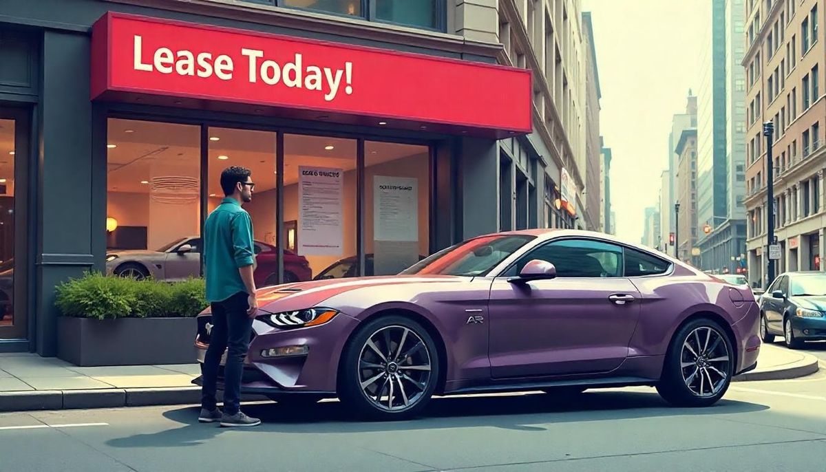 Person exploring the pros and cons of leasing a car instead of buying at a dealership.