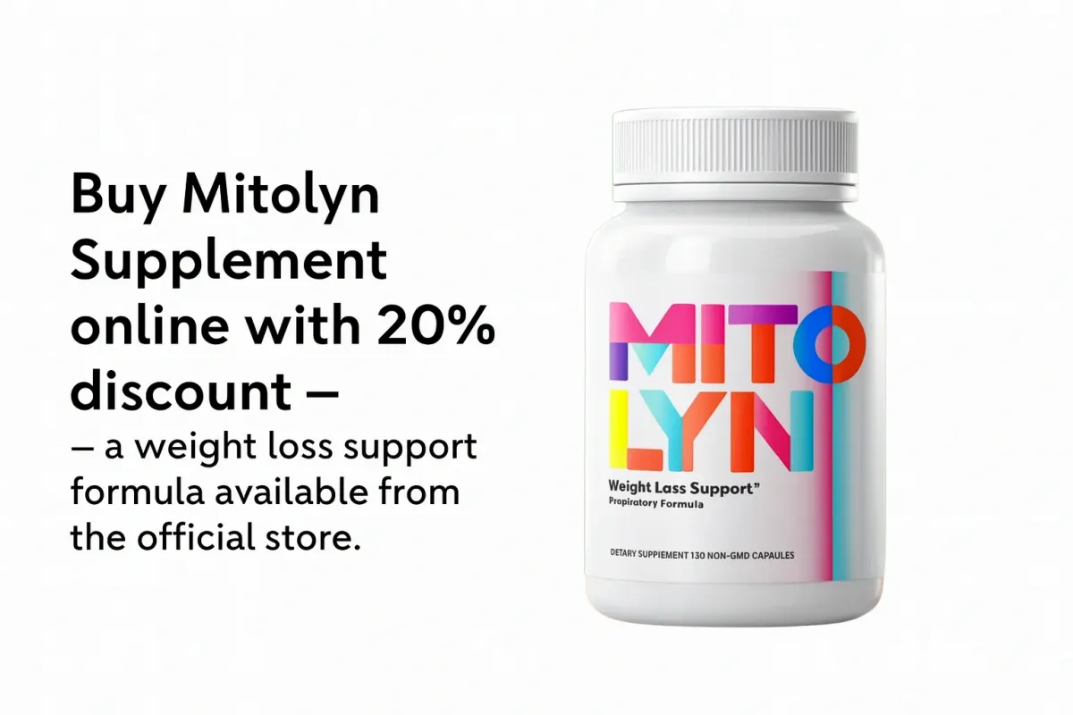 Mitolyn supplement bottle with 20% discount offer for weight loss support