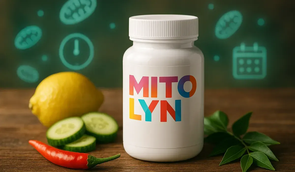 Mitolyn supplement bottle with natural ingredients and one-month challenge icons