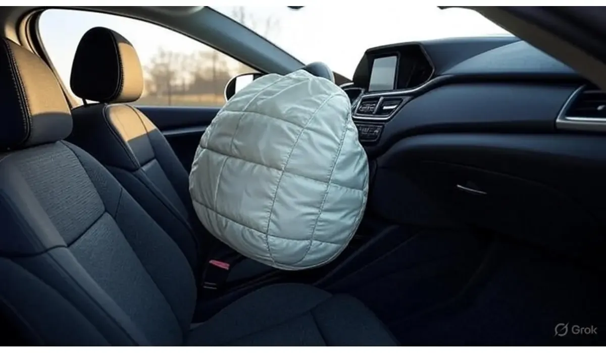 Lane departure warning alert on car dashboard display Car safety features