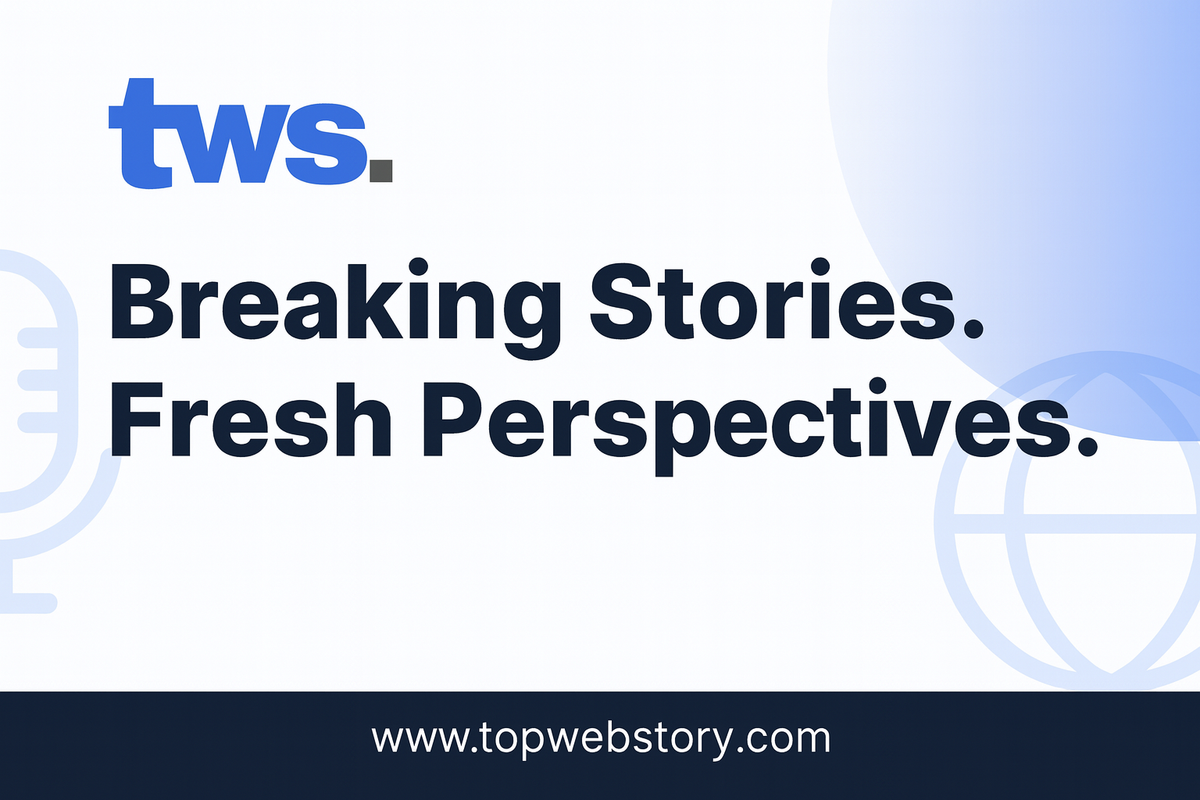 Topwebstory TWS logo with tagline Breaking Stories, Fresh Perspectives and website www.topwebstory.com on a clean modern back