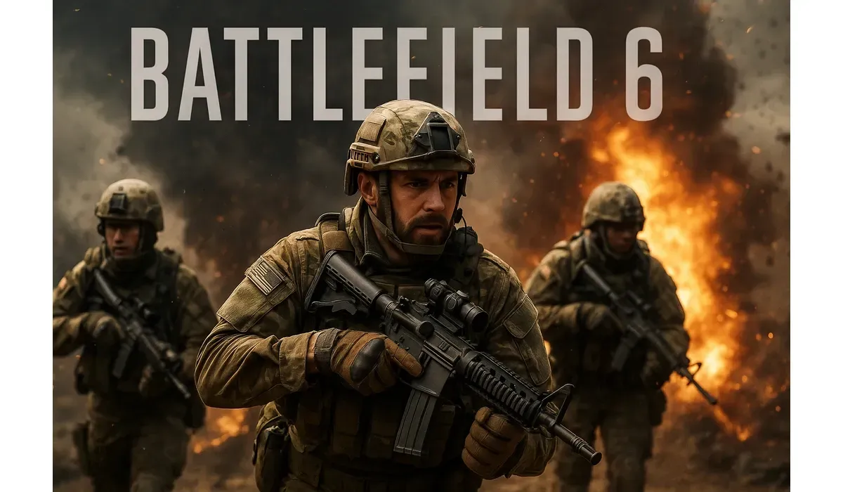 Battlefield 6 release date promotional artwork showing soldiers in combat.