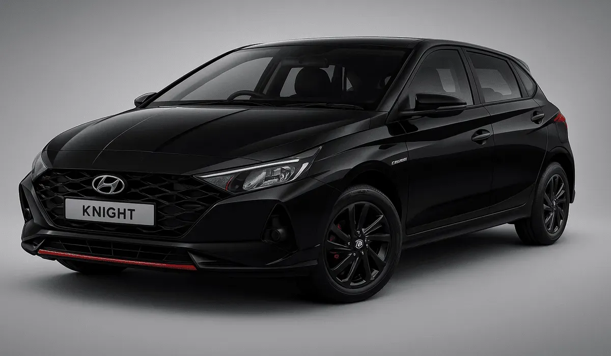 Hyundai i20 Knight Edition price 2025 black exterior with Knight badge